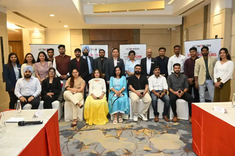 A Networkers chapter photographed together after a meeting